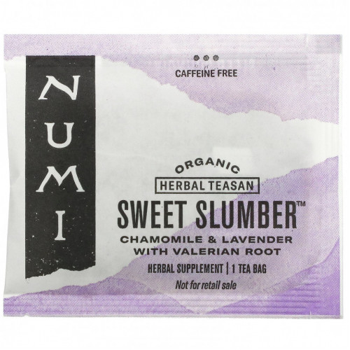 Numi Tea, Organic Herbal Teasan, Sweet Slumber, без кофеина, 16 чайных пакетиков, 35,2 г (1,24 унции)