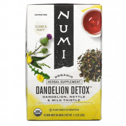 Numi Tea, Organic, Dandelion Detox, без кофеина, 16 чайных пакетиков без ГМО, 32 г (1,13 унции)