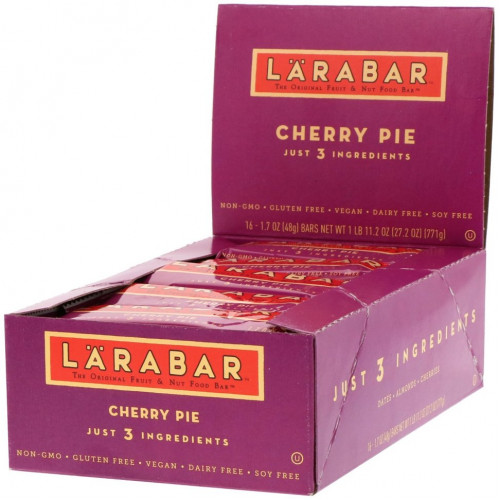 Larabar, The Original Fruit & Nut Food Bar, вишневый пирог, 16 батончиков, 48 г (1,7 унции)