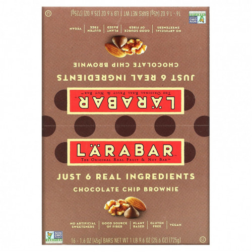 Larabar, The Original Fruit & Nut Food Bar, шоколадный брауни, 16 батончиков по 45 г (1,6 унции)