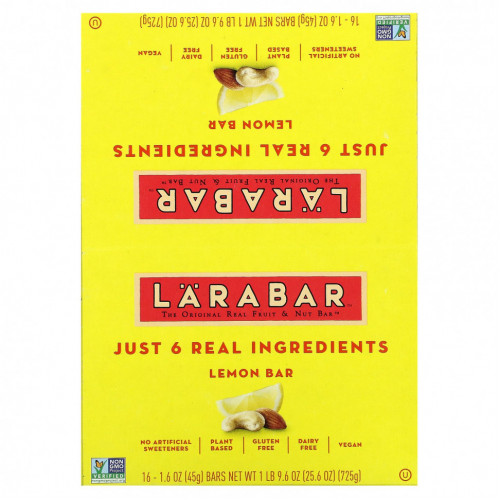 Larabar, The Original Fruit & Nut Food Bar, лимонный батончик, 16 батончиков по 45 г (1,6 унции)