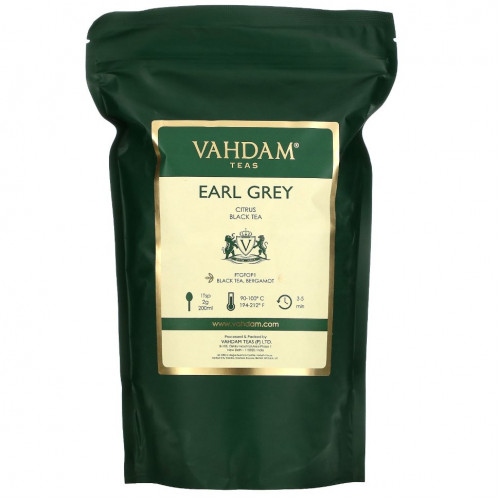 Vahdam Teas, Earl Grey, черный чай с цитрусовым ароматом, 454 г (16,01 унции)