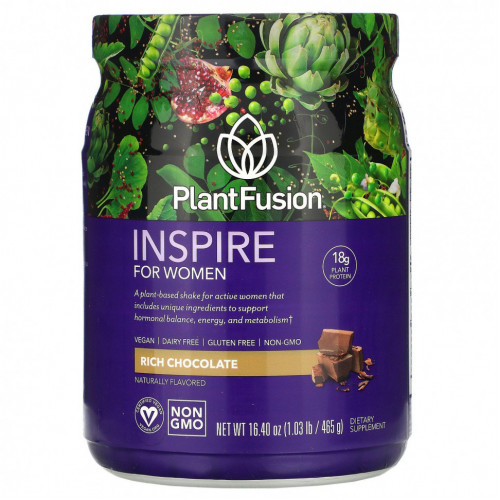 PlantFusion, Inspire для женщин, насыщенный шоколад, 465 г (16,40 унции)