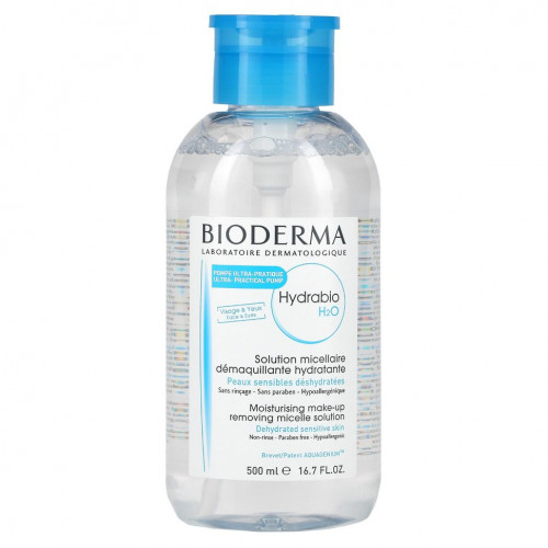 Bioderma, Hydrabio H2O, увлажняющий раствор мицелл для снятия макияжа, 500 мл (16,7 жидк. Унции)