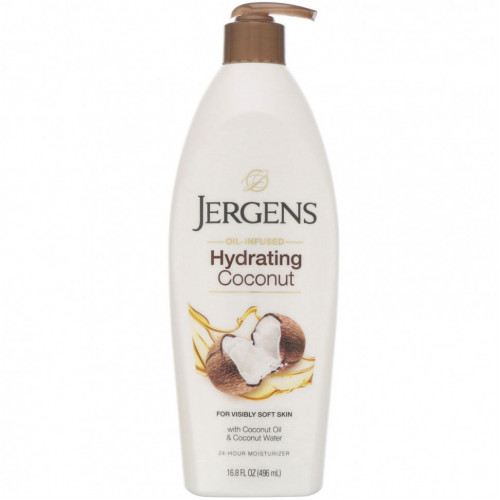 Jergens, Hydrating Coconut, увлажняющий лосьон с маслом кокоса, 496 мл