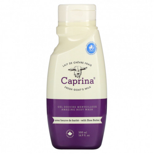 Caprina, Fresh Goat's Milk, Невероятное средство для душа, масло ши, 16,9 жидких унций (500 мл)