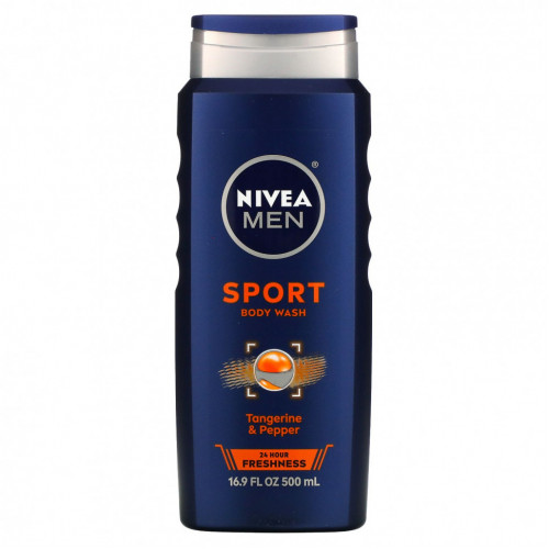 Nivea, Men, гель для душа, спортивная серия, мандарин и перец, 500 мл (16,9 жидк. унции)