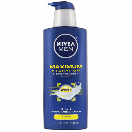 Nivea, Men, максимальное увлажнение, питательный лосьон «3 в 1», алоэ вера, 500 мл (16,9 жидк. унций)