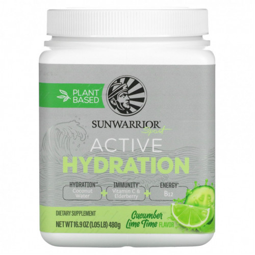 Sunwarrior, Sport, активное увлажнение, огурец и лайм, 480 г (16,9 унции)