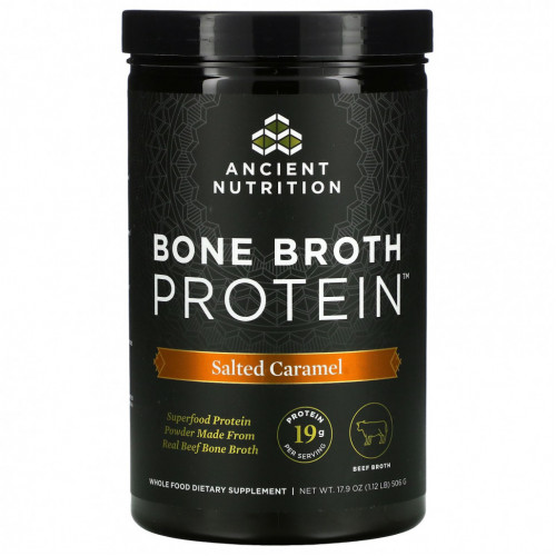 Dr. Axe / Ancient Nutrition, Bone Broth Protein, Salted Caramel, 1.18 lb (540 g)