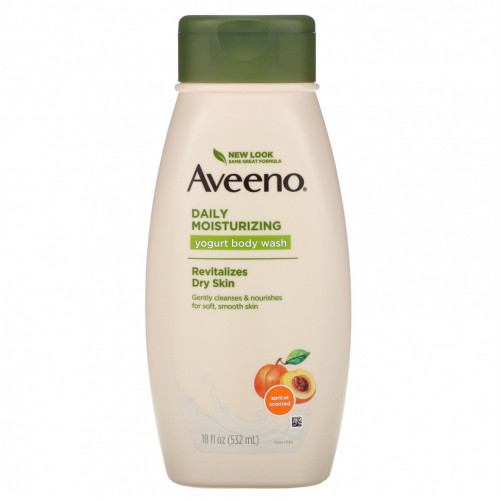 Aveeno, 'Природные активные компоненты', увлажняющий гель для душа с йогуртом для ежедневного использования, абрикосово-медовый, 18 жидких унций (532 мл)