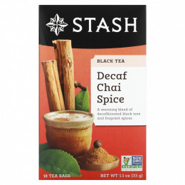 Stash Tea, Black Tea, чай без кофеина со специями, 18 чайных пакетиков, 33 г (1,1 унции)