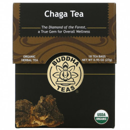 Buddha Teas, Органический травяной чай, гриб чага, 18 чайных пакетиков, 27 г (0,95 унции)