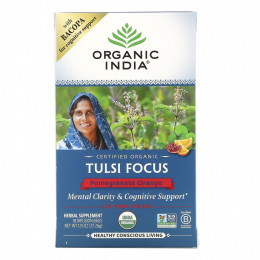 Organic India, Tulsi Focus, Гранатовый апельсин, 18 пакетиков для настоя, 1,31 унции (37,26 г)