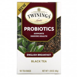 Twinings, Probiotics Black Tea, English Breakfast, 18 чайных пакетиков, 45 г (1,59 унции)