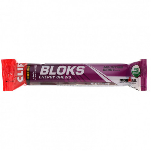 Clif Bar, Bloks, энергетические жевательные блоки, вкус «Горная ягода», 18 пакетиков, 60 г (2,12 унции) каждый