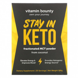 Vitamin Bounty, Stay In Keto, фракционированный порошок MCT из кокоса, 180 г