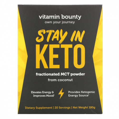 Vitamin Bounty, Stay In Keto, фракционированный порошок MCT из кокоса, 180 г