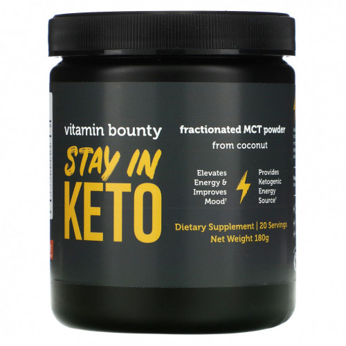 Vitamin Bounty, Stay In Keto, фракционированный порошок MCT из кокоса, 180 г