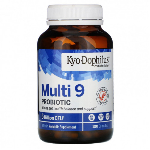 Kyolic, Kyo-Dophilus, Multi 9, пробиотик, 6 миллиардов КОЕ, 180 капсул