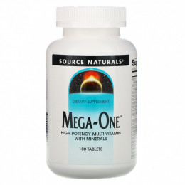 Source Naturals, Mega-One, высокоэффективный мультивитамин с минералами, 180 таблеток