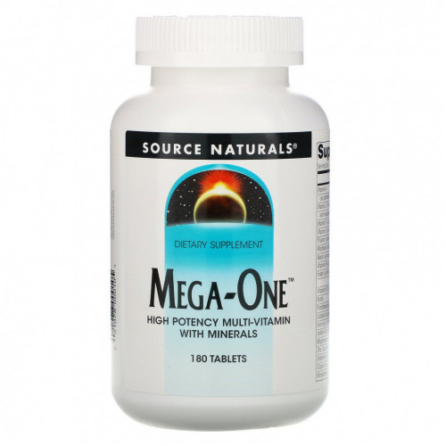 Source Naturals, Mega-One, высокоэффективный мультивитамин с минералами, 180 таблеток