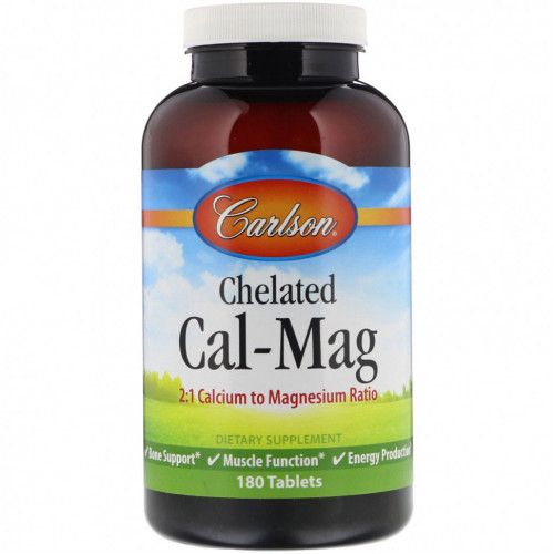 Carlson Labs, Chelated Cal-Mag, 180 таблеток