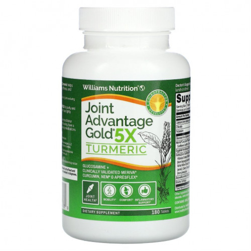 Williams Nutrition, Joint Advantage Gold 5X, биоактивная куркума, 180 таблеток