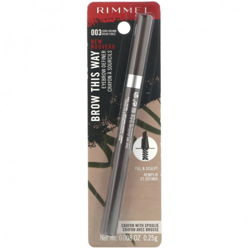 Rimmel London, Карандаш для бровей Brow This Way, 003 темно-коричневый, 0,25 г