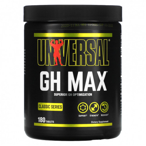 Universal Nutrition, Classic Series, GH Max, добавка для оптимизации гормона роста, 180 таблеток