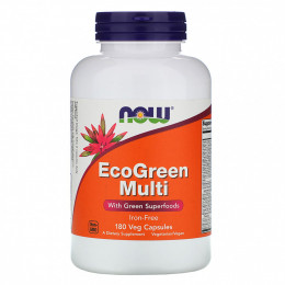 NOW Foods, Мультивитамины EcoGreen, без железа, 180 растительных капсул