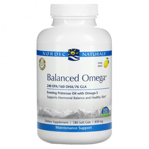 Nordic Naturals, Balanced Omega, со вкусом лимона, 830 мг, 180 мягких желатиновых капсул