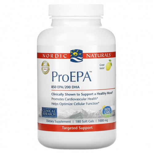 Nordic Naturals, ProEPA, лимон, 1000 мг, 180 капсул