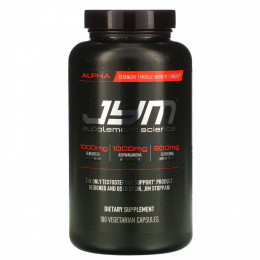 JYM Supplement Science, Alpha, поддержка тестостерона, 180 вегетарианских капсул