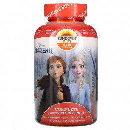 Sundown Naturals Kids, Disney Frozen II, полный комплекс мультивитаминов в жевательных таблетках, со вкусом натуральной клубники, арбуза и малины, 180 жевательных мармеладок