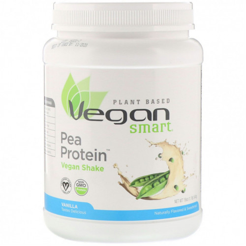 VeganSmart, Pea Protein, веганский шейк, ваниль, 540 г