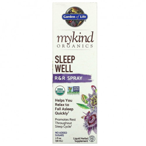 Garden of Life, MyKind Organics, Sleep Well, спрей для улучшения качества сна, 58 мл (2 унции)