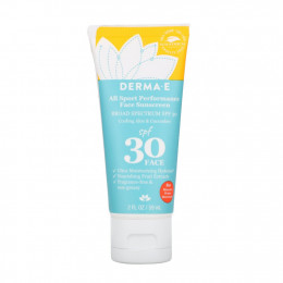 Derma E, All Sport Performance Face Sunscreen, солнцезащитное средство с SPF 30, спортивная серия, охлаждающие алоэ и огурец, 59 мл (2 жидк. унции)