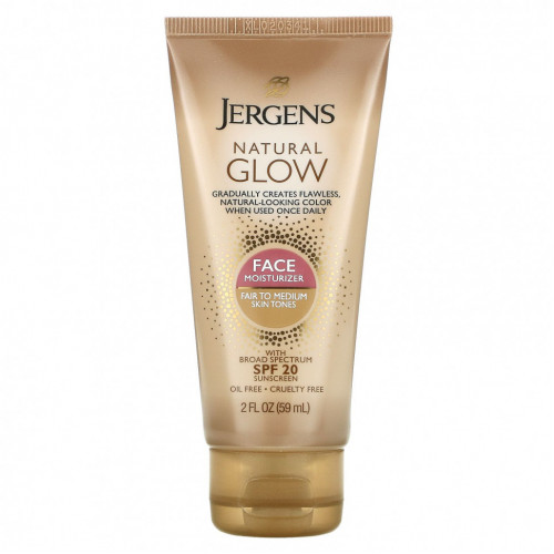 Jergens, Увлажняющее средство Natural Glow для ежедневного ухода за лицом, SPF 20, оттенок Fair to Medium, 59 мл