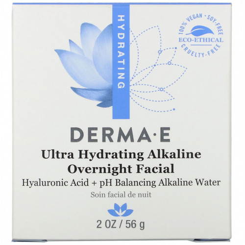 Derma E, ультра увлажняющая щелочная ночная маска для лица, 56 г (2 унции)