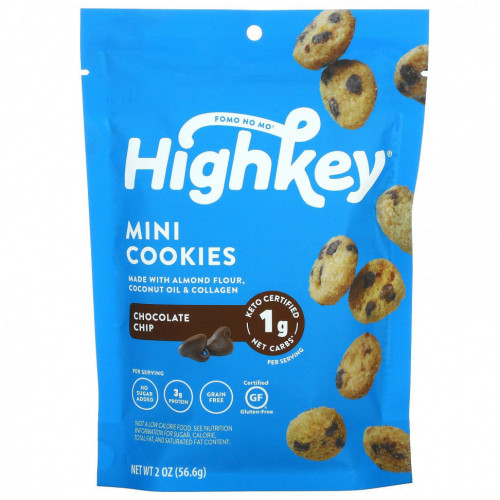 HighKey, Mini Cookies, шоколадная крошка, 56,6 г (2 унции)