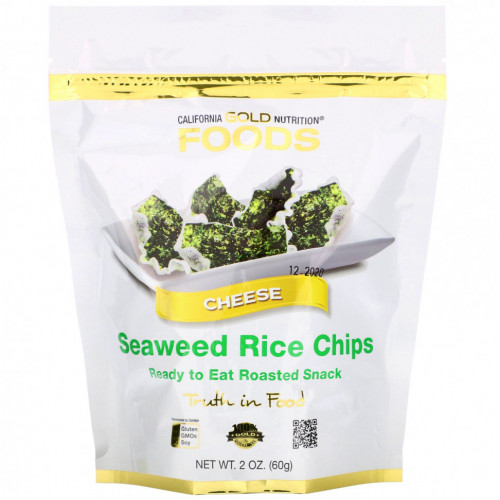 California Gold Nutrition, Seaweed Rice Chips, чипсы со вкусом сыра, 60 г (2 унции)