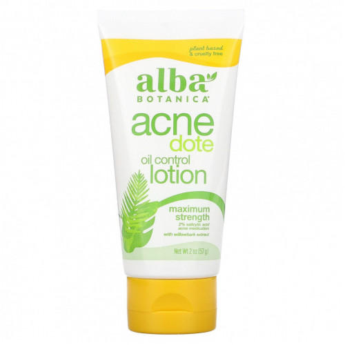 Alba Botanica, Acne Dote, Лосьон для контроля уровня кожного сала, Без масла, 2 унц. (57 г)