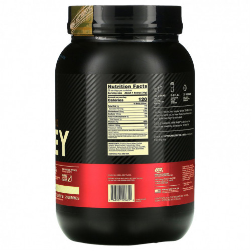 Optimum Nutrition, Gold Standard 100% Whey, сыворотка, ванильное мороженое, 907 кг (2 фунта)