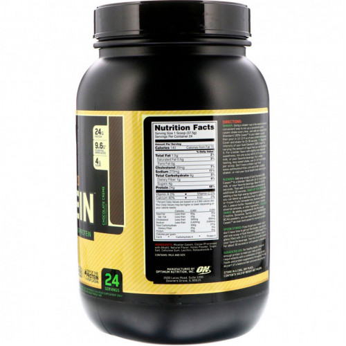 Optimum Nutrition, Gold Standard 100% Casein, натуральный ароматизатор, шоколадный крем, 907 г (2 фунта)