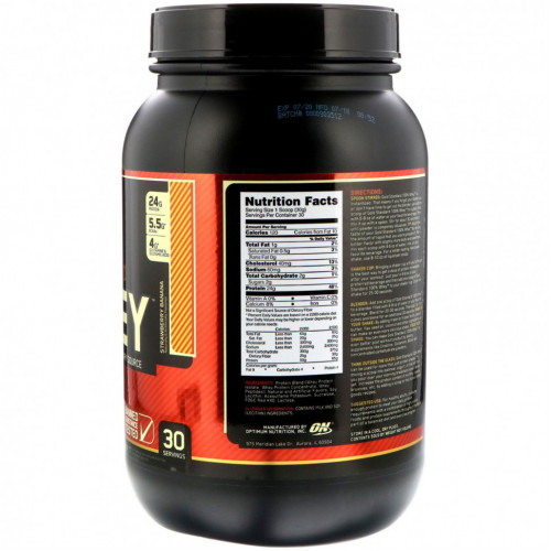 Optimum Nutrition, Gold Standard, 100 % Whey, банан с клубникой, 907 г (2 фунта)