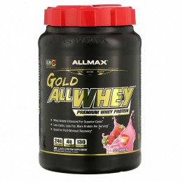 ALLMAX Nutrition, AllWhey Gold, 100% сывороточный белок премиум-качества, со вкусом клубники, 907 г (2 фунта)