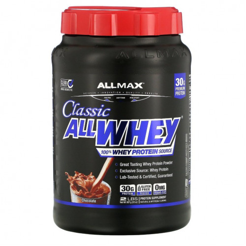 ALLMAX Nutrition, AllWhey Classic, 100 % сывороточный протеин, шоколад, 907 г (2 фунта)