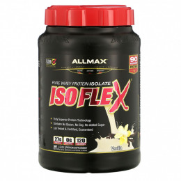 ALLMAX Nutrition, Isoflex, 100%-ный ультрачистый изолят сывороточного белка (ИБС с фильтрацией заряженными ионными частицами), ваниль, 2 фунта (907 г)