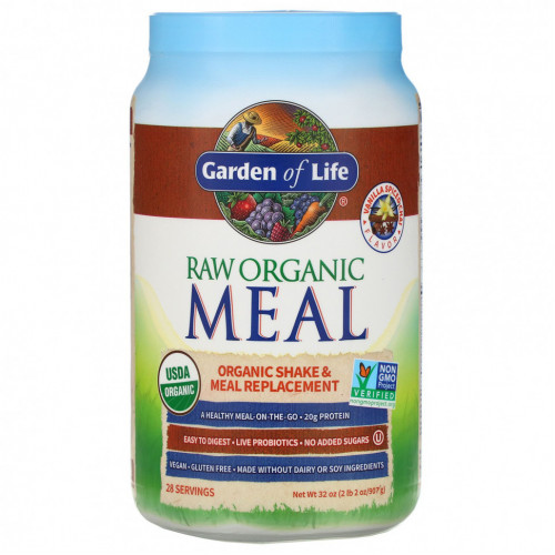 Garden of Life, RAW Organic Meal, коктейль и заменитель еды, чай со специями ваниль, 907 г (2 фунта 2 унции)